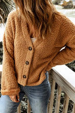 Load image into Gallery viewer, V-Neck Button Front Teddy Cardigan