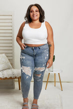 Load image into Gallery viewer, Judy Blue Destroyed Lace Patch Skinny Jeans | DIBS LACE