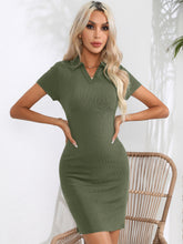 Load image into Gallery viewer, Johnny Collar Short Sleeve Bodycon Dress