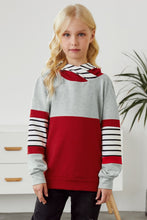 Load image into Gallery viewer, Girls Striped Color Block Hoodie