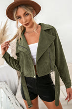 Load image into Gallery viewer, Belted Crop Corduroy Jacket