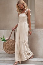 Load image into Gallery viewer, DIBS 6446 COLOR SIZE Tie-Shoulder Smocked Tiered Jumpsuit