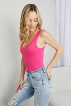 Load image into Gallery viewer, Zenana Notched Neck Sleeveless Bodysuit in Fuchsia