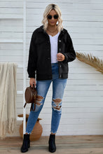 Load image into Gallery viewer, Button Front Drop Shoulder Collared Sherpa Jacket