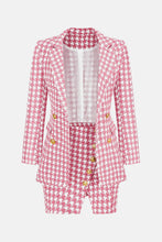 Load image into Gallery viewer, Houndstooth Double-Breasted Blazer and Slit Skirt Set