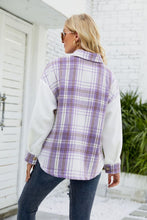 Load image into Gallery viewer, Plaid Button Front Spliced Sherpa Shacket