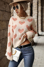 Load image into Gallery viewer, Heart Pattern Dropped Shoulder Sweater