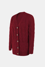 Load image into Gallery viewer, Cable-Knit Button Down V-Neck Cardigan