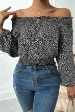 Load image into Gallery viewer, Leopard Print Frill Trim Off-Shoulder Top