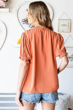Load image into Gallery viewer, Frill Neck Short Flounce Sleeve Blouse