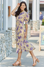 Load image into Gallery viewer, GeeGee Key To Love Puff Sleeve Floral Midi Dress in Yellow