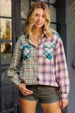 Load image into Gallery viewer, Contrast Plaid Long Sleeve Collared Neck Shirt