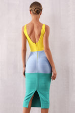 Load image into Gallery viewer, Color Block Surplice Bandage Dress