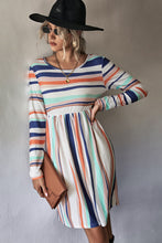 Load image into Gallery viewer, Striped Round Neck Long Sleeve Tee Dress