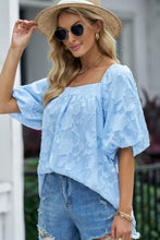 Load image into Gallery viewer, Applique Puff Sleeve Square Neck Blouse
