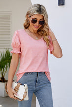 Load image into Gallery viewer, Flounce Sleeve V-Neck Tee
