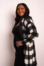 Load image into Gallery viewer, Heimish Full Size Plaid Open Front Dropped Shoulder Top