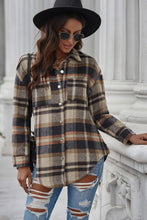 Load image into Gallery viewer, Plaid Curved Hem Dropped Shoulder Longline Shirt Jacket