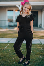 Load image into Gallery viewer, Girls Belted Jogger Jumpsuit with Side Pockets