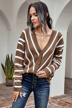 Load image into Gallery viewer, Striped V-Neck Cardigan