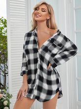 Load image into Gallery viewer, Plaid Lapel Collar Shirt Dress