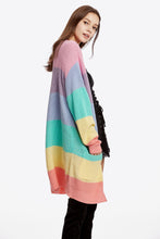 Load image into Gallery viewer, Color Block Open Front Drop Shoulder Cardigan with Pockets