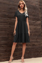 Load image into Gallery viewer, V-Neck Short Sleeve Tiered Dress