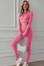 Load image into Gallery viewer, Zip Up Cropped Top and Leggings Yoga Set