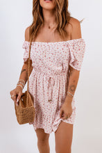 Load image into Gallery viewer, Floral Drawstring Waist Ruffle Hem Dress
