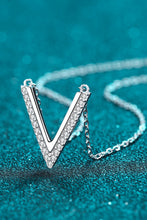 Load image into Gallery viewer, Sterling Silver V Letter Pendant Necklace DIBS 7007