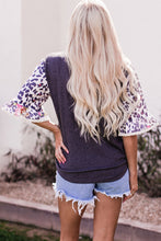 Load image into Gallery viewer, Leopard Flounce Sleeve Round Neck Top