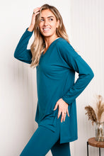 Load image into Gallery viewer, Zenana Full Size V-Neck High-Low Top and Leggings Loungewear Set in Teal