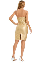 Load image into Gallery viewer, PU Leather Strapless Mini Dress
