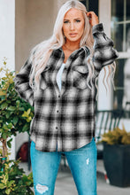 Load image into Gallery viewer, Plaid Curved Hem Button Down Shirt Jacket