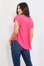 Load image into Gallery viewer, Sew In Love Just For You Full Size Short Ruffled Sleeve Length Top in Hot Pink