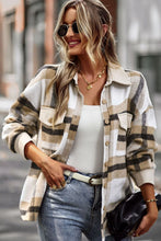 Load image into Gallery viewer, Plaid Brushed Button-Up Shirt Jacket