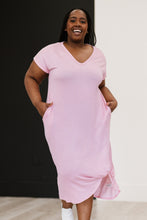 Load image into Gallery viewer, P & Rose Plot Twist Full Size T-Shirt Dress with Pockets in Rose