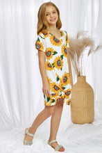 Load image into Gallery viewer, Girls Floral V-Neck Twisted Dress