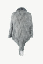Load image into Gallery viewer, Heathered Dolman Sleeve Fringed Poncho