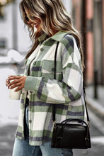 Load image into Gallery viewer, Plaid Brushed Button-Up Shirt Jacket
