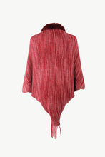 Load image into Gallery viewer, Heathered Dolman Sleeve Fringed Poncho