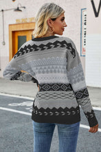 Load image into Gallery viewer, Geometric Dropped Shoulder Round Neck Sweater