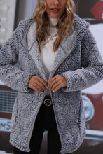 Load image into Gallery viewer, Open Front Hooded Sherpa Jacket with Pockets