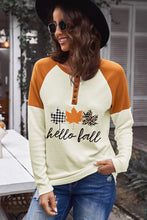 Load image into Gallery viewer, Simply Love HELLO FALL Graphic Raglan Sleeve Henley Top
