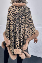 Load image into Gallery viewer, Animal Print Faux Fur Trim Poncho Jacket
