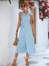 Load image into Gallery viewer, Printed Tied Flutter Sleeve Dress
