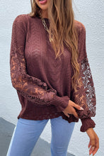 Load image into Gallery viewer, Spliced Lace Crochet Sleeve Sweater