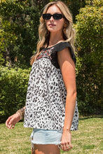 Load image into Gallery viewer, Leopard Embroidered Cap Sleeve Blouse