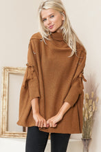 Load image into Gallery viewer, Justin Taylor Turtleneck Lace-Up Dolman Sleeve Sweater