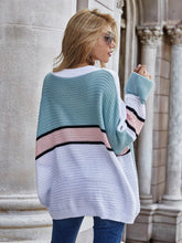 Load image into Gallery viewer, Striped Horizontal Ribbing Long Sleeve Tunic Sweater